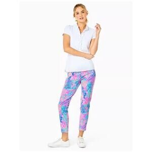 Lilly Pulitzer Luxletic 28” Corso Crop Golf Pants Women’s 0 Splendor in the Sand
